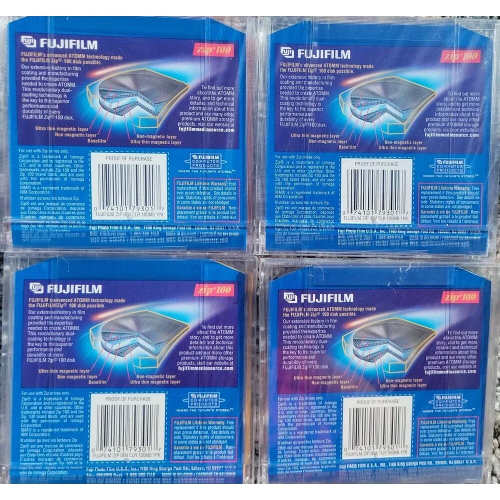 Lot of 5 - FujiFilm 100 MB IBM Formatted Disk Zip Drive Fuji Film